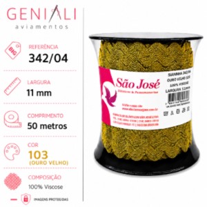 SIANINHA 11MM 103 OURO VELHO 342/04 50MT