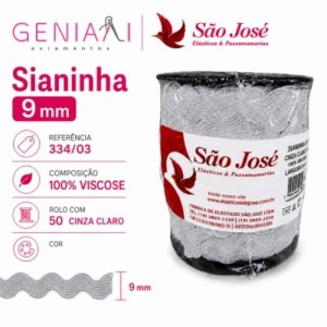 SIANINHA 9MM 104 CINZA CLARO 334/03 50MT