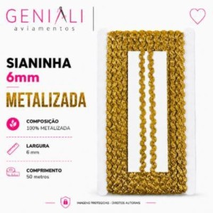SIANINHA 6MM METALIZADA 110 OURO 50M