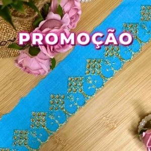 1 BORDADO LUREX 199/OURO TURQUESA 5,0CM