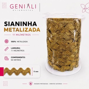 SIANINHA 11MM METAL OURO 50M CONE