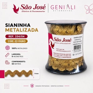 SIANINHA 9MM METALIZADA OURO 334/04 50M