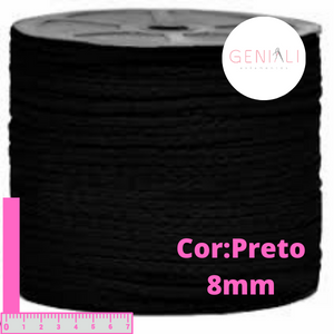 CORDAO P12 POLIESTER PRETO 8MM 50METROS