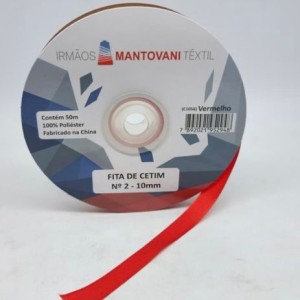 FITA CETIM N2 10MM 50M VERMELHO MANTOVAN