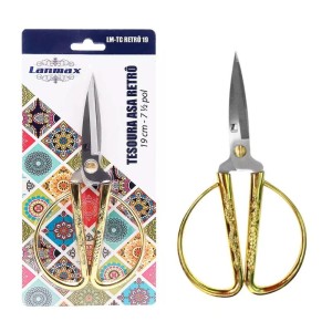 LM-TC RETRO 19CM TESOURA ASA 7.5 DOURADA