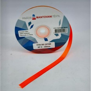 FITA CETIM N2 10MM 50M LARANJA NEON MANT