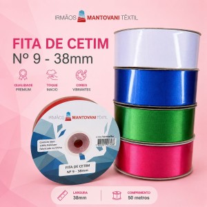 Fita de Cetim n9 - 38mm 50 Metros Diversas Cores