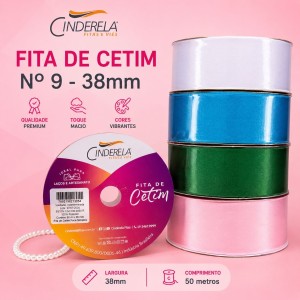 Fita de Cetim n9 - 38mm 50 Metros Diversas Cores