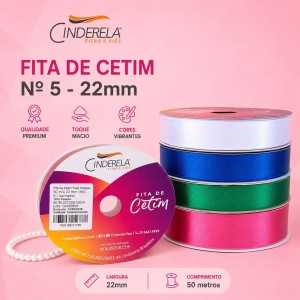 Fita de Cetim n5 - 22mm 50 Metros Diversas Cores