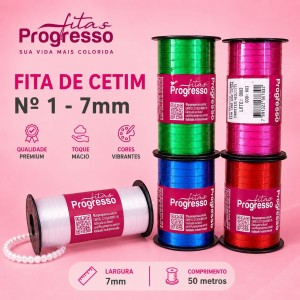 Fita de Cetim n1 - 7mm - 100 Metros Diversas Cores