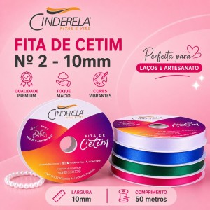 Fita de Cetim n2 - 10mm 50 Metros Diversas Cores