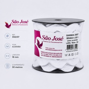 SIANINHA DE ALGODAO BCO 350/07 18MM 30M