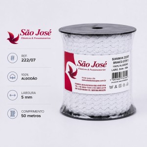 SIANINHA DE ALGODAO BCO 222/07 5MM 50MTS