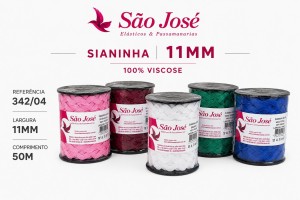 Sianinha 11mm São José Larga Rolo c/ 50mts Ref.342/04 – Diversas Cores
