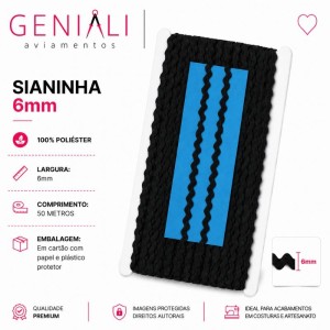 SIANINHA 6MM 310 PRETO 50M - NYBC