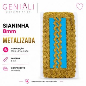 SIANINHA 8MM METALIZADA 110 OURO ESC 50M